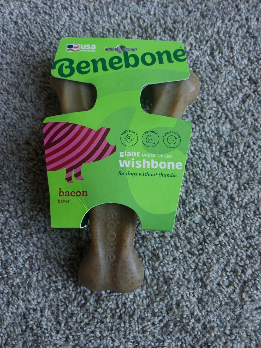 Giant Wishbone Bacon Flavor Chew Toy - Brown